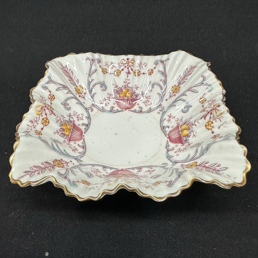 WM Adderley WAA & Co Porcelain Florette Depose Victorian Antique Red White Dish